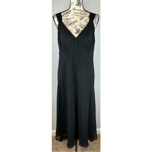 Garnet Hill Black Silk Sleeveless MIDI Dress, size 12